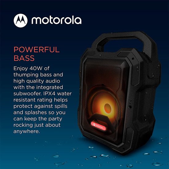 Motorola Sound ROKR 800 Bluetooth Speaker - 20-Uur Afspeeltijd - FM-Radio - Gekleurde LED-Verlichting - DC, USB, AUX, en MIC Aansluitingen - True Wireless Technologie - Zwart van Motorola — afbeelding 3