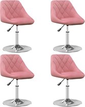 vidaXL Chaises de Chaises de salle à manger pivotantes 4 pièces Velours Rose