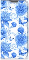 Smart Cover voor OPPO A96 | A76 Flowers Blue