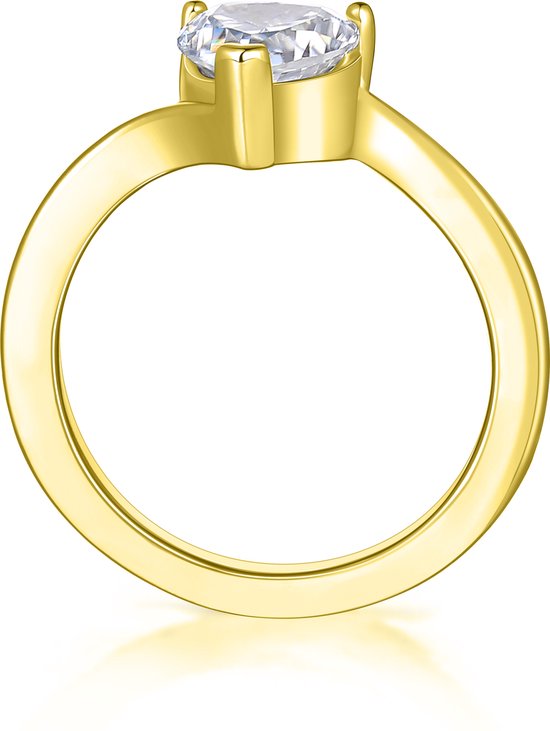 Amora - 18k Geelgouden Hart Solitair Moissanite Ring - 3.1 karaat