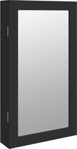 vidaXL - Sieradenkast - met - spiegel - en - LED - wandgemonteerd - zwart