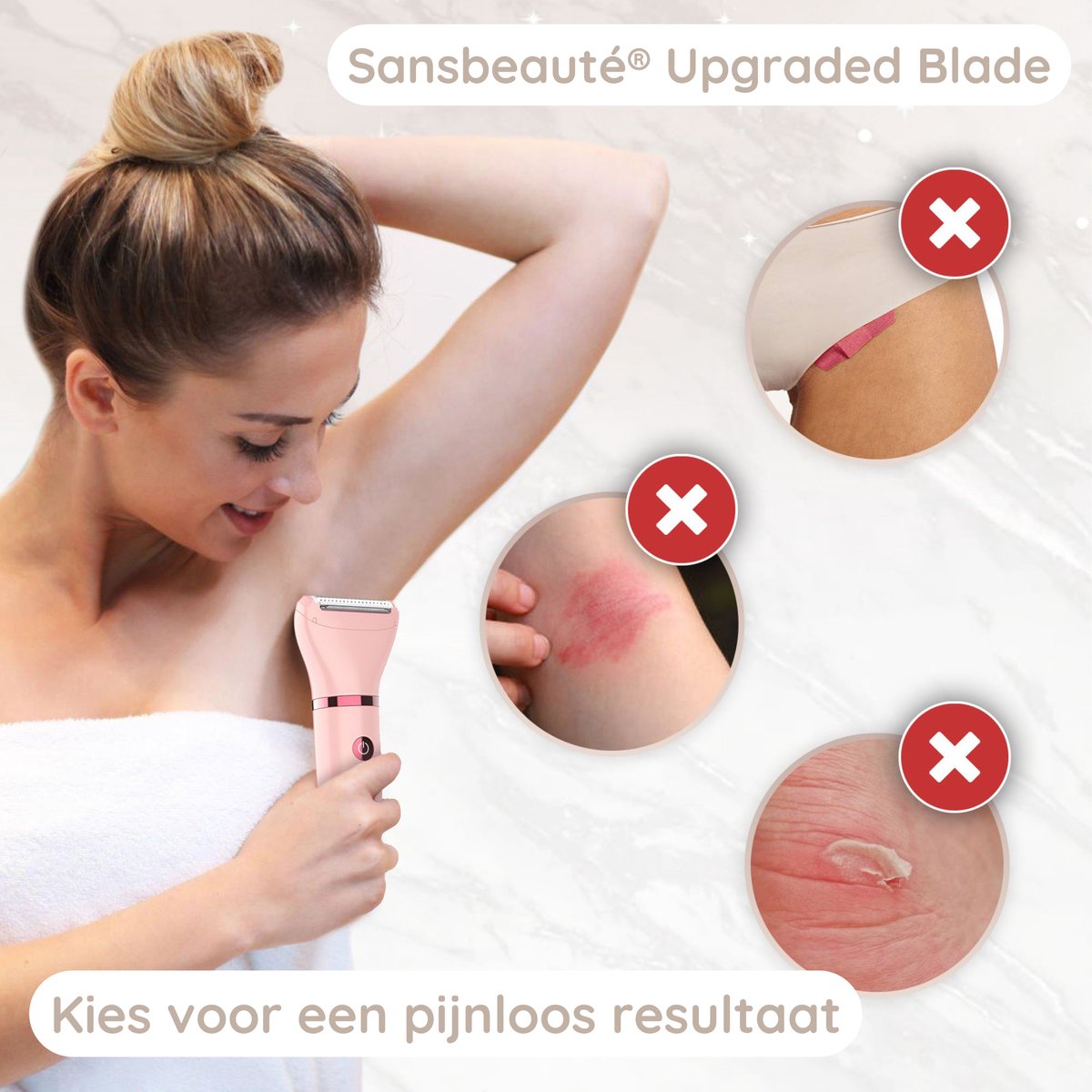 2-in-1 Ladyshave Gezicht - Oksels - Benen - Bikinilijn - Scheerapparaat Vrouw - Ontharingsapparaat Electrisch Ontharen - Gezichtsontharing Dames - Trimmer Vrouw - Ladyshaves Bikini - USB Oplaadbaar — afbeelding 7