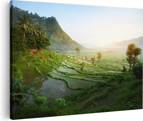 Artaza Canvas Schilderij Rijstvelden in Bali - Natuur - Foto Op Canvas - Canvas Print