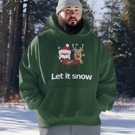 Lekker Waus Foute Kerst Hoodie Groen - Let It Snow - Maat 4XL - Kerst Outfit Dames & Heren