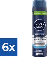 NIVEA MEN Protect & Care Scheergel - Hydraterend - 200 ml - Voordeelverpakking 6 stuks
