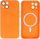 Hoesje Geschikt voor iPhone 15 Plus - Back Cover - MagSafe Hoesje met Camera Beschermer - Oranje