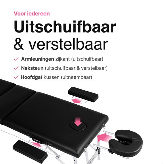 Vivid Green Massagetafel 3 zones - Inklapbaar - Max Draagvermogen 230 KG - 8 Hoogtestanden - Behandelbank - Behandeltafel - Bed - Incl. Opbergtas