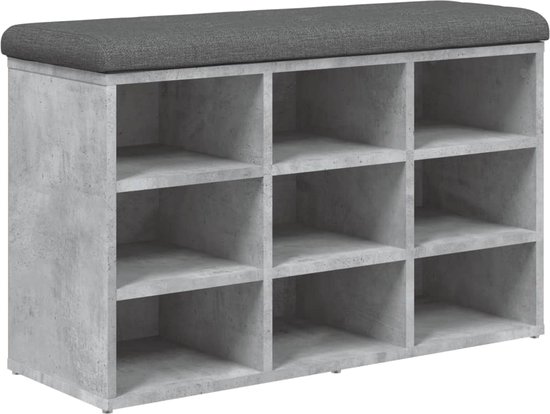 Banc à chaussures vidaXL 82 x 32 x 50 cm, finition bois gris béton - Banc à chaussures - Banc de couloir - Banc de rangement