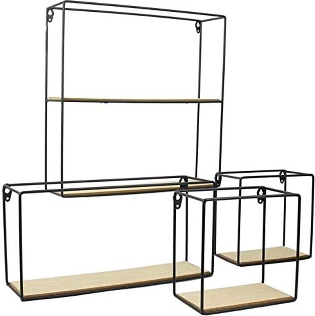CALICOSY - Planken 4 stuks hout en metaal - H38 cm