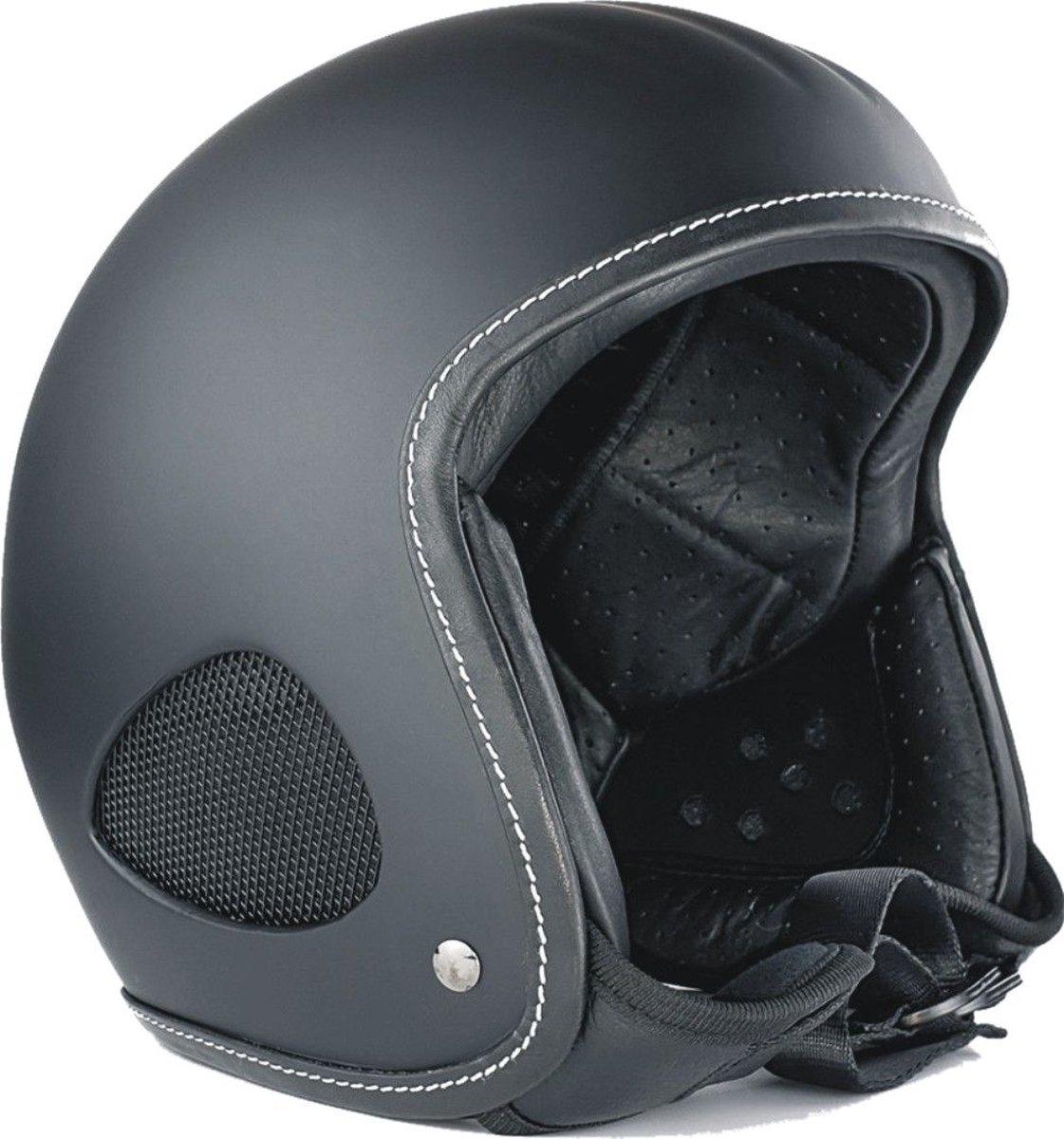 Bores Helm SRM Slight 4 Finale Leder-Jethelm Matt Schwarz ohne ECE 22.05 Prüfung, entspricht nicht der StVO-M