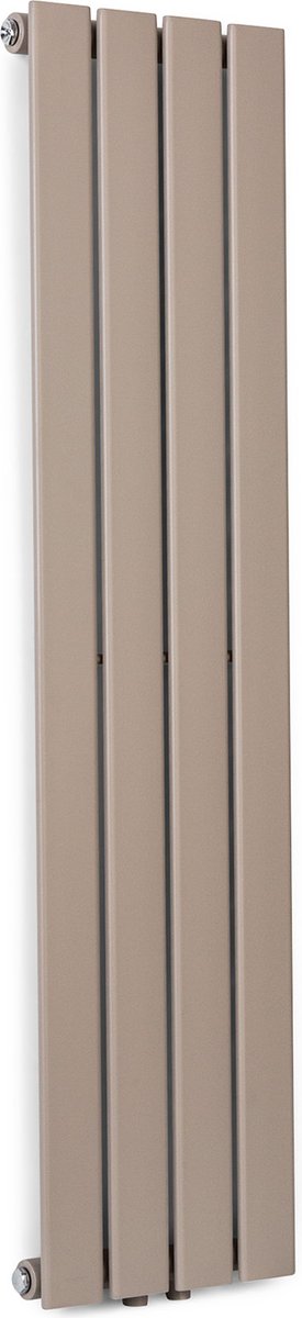 Blumfeldt Badkamerradiator - Design radiator - Zuinige platte radiator verticaal - Verticale Wandverwarming - 380 W - Verticale Radiator Met Thermostaat - Wandradiator voor badkamer en woonkamer - Zandkleur