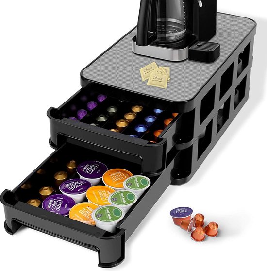 Koffie capsulehouder lade bamboe zwart
