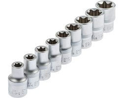 E-Torxdoppen set met doppenrail - 9 delig - Inwendige torxdoppen - Torx dop - ASTA