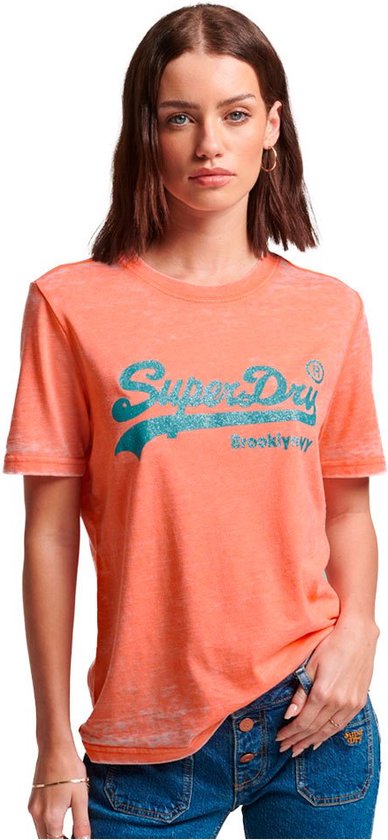 Superdry Embellished Vintage Logo Korte Mouwen Ronde Nek T-shirt Oranje XS Vrouw