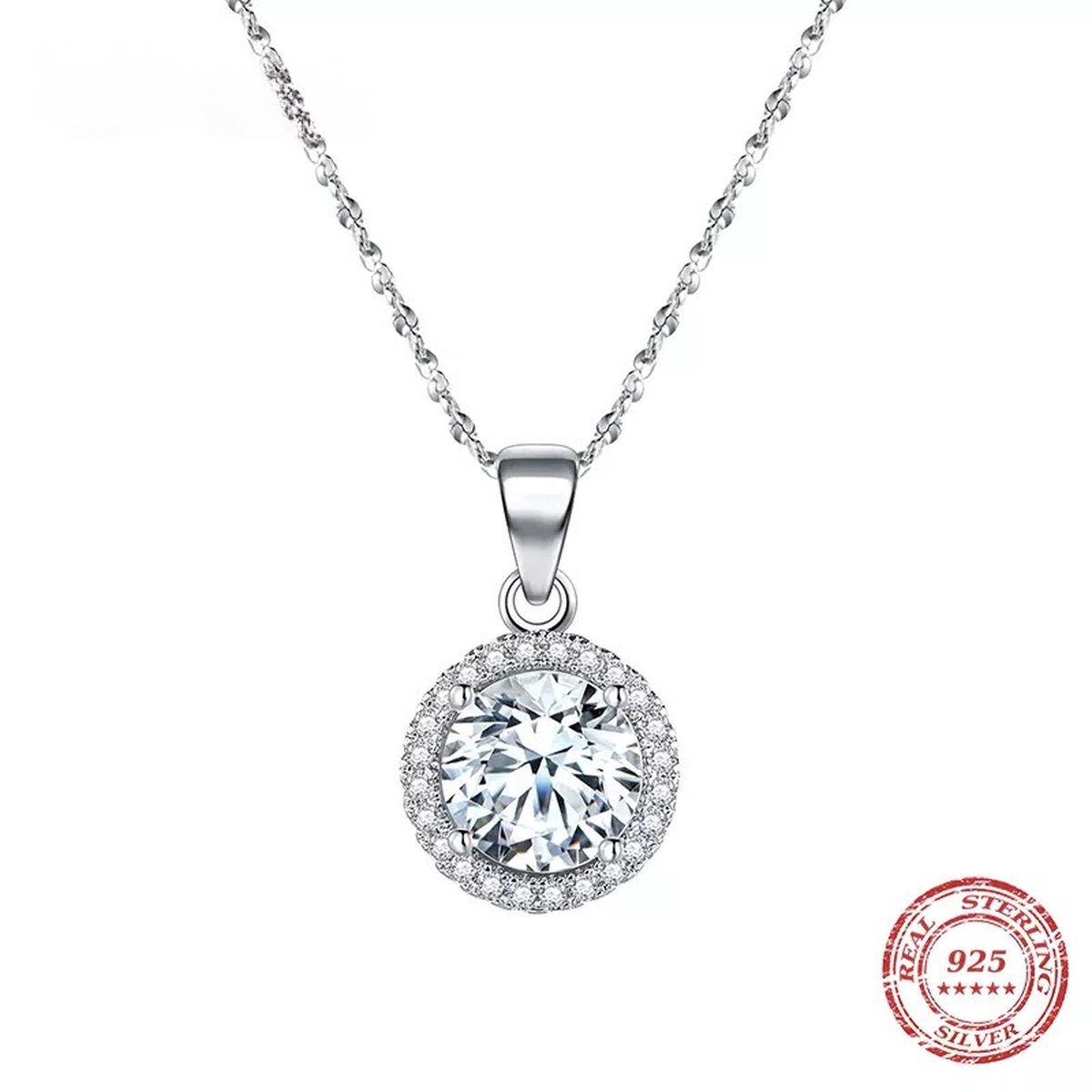 Borasi Elegante Ketting | 925 Sterling Zilver | Zirkoon Steen | Zilver | Dames Ketting | Vrouwen Ketting | Ketting | Elegante Ketting |