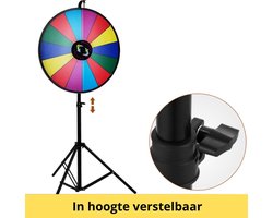 Rad van Fortuin - Draaiwiel - Gezelschapsspel - 14 Vakken - In Hoogte Verstelbaar - Opvouwbaar - Incl Accessoires - Ø 46cm