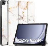 iMoshion Tablet Hoes Geschikt voor Samsung Galaxy Tab A9 Plus - iMoshion Design Trifold Bookcase - Meerkleurig /White Marble