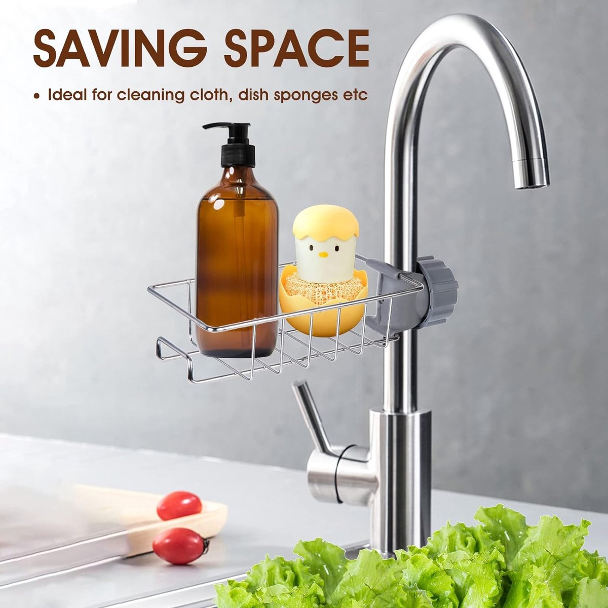 Porte-Savon Pour Douche - Acier Inox 304 Sans Perçage | Étui Éponge & Support Réglable | Rail 20-27mm