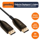 Powteq premium - Câble AOC displayport 1.4 - 20 mètres - Displayport 1.4 via fibre optique - Plaqué Or- Geen perte de signal