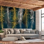 Fotobehangkoning - Behang - Vliesbehang - Fotobehang - Gilded Feathers - Luxe Veren - 100 x 70 cm