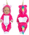 foto van Unicorn Onesie - Fel Roze - Poppenkleertjes voor Pop 43 cm - Geschikt voor o.a. Baby Born