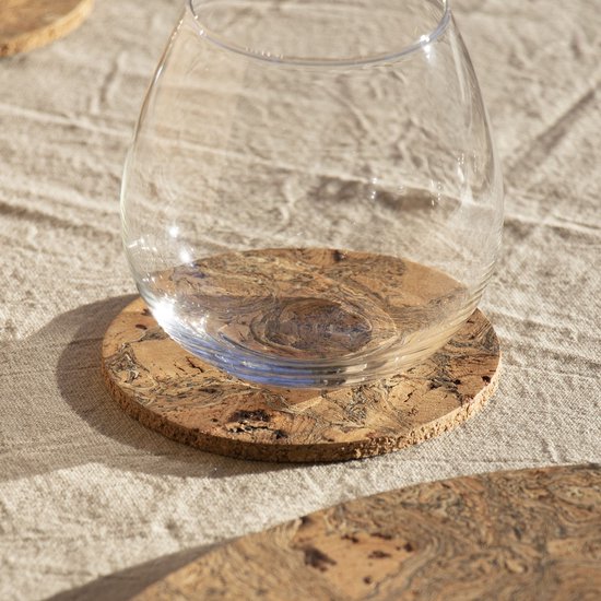 LIGA - Natural Cork Onderzetter Ø 10 cm Set van 4 Stuks - Kurk - Beige -