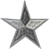 Ster Star Strijk Embleem Patch Zilver 7 cm / 7 cm / Zilver