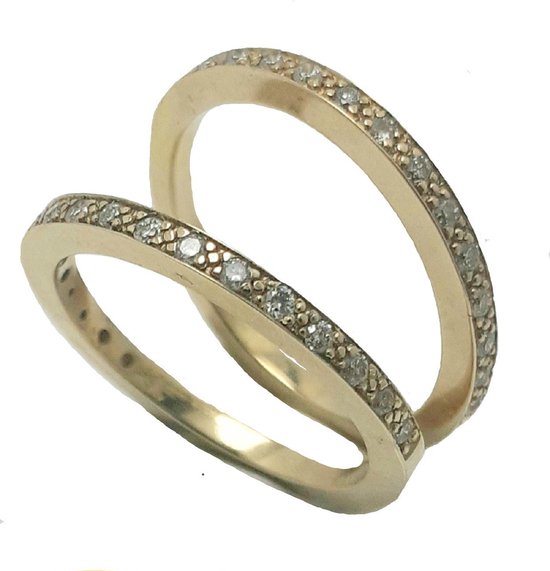 Ring - geel goud - 14 krt - diamant - 0.18 crt - aanschuifring - Verlinden juwelier