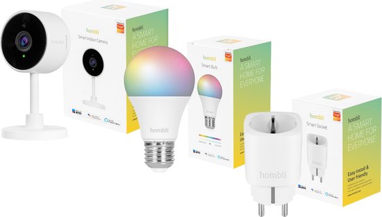 Hombli Smart Home Starter Kit - Lampe intelligente - Slimme Camera - Slimme Stekker