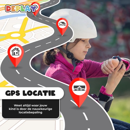 DEPLAY 4G KidsWatch - Smartwatch Kinderen - GPS Tracker - Smartwatch Kind - Hartslag en Bloeddrukmeter - Videobellen - Camera - GPS Horloge Kind - Kinder Smartwatch - Incl. simkaart en E-Book - Zwart - DEPLAY