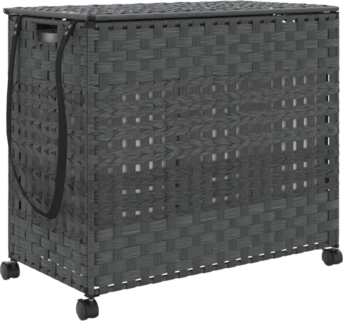 Goedkoopste vidaXL - Wasmand - op - wielen - 66x35x60 - cm - rattan - grijs