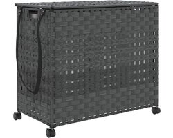 vidaXL - Wasmand - op - wielen - 66x35x60 - cm - rattan - grijs