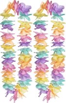 Boland Hawaii krans/slinger - 2x - Tropische/zomerse kleuren mix - Bloemen hals slingers