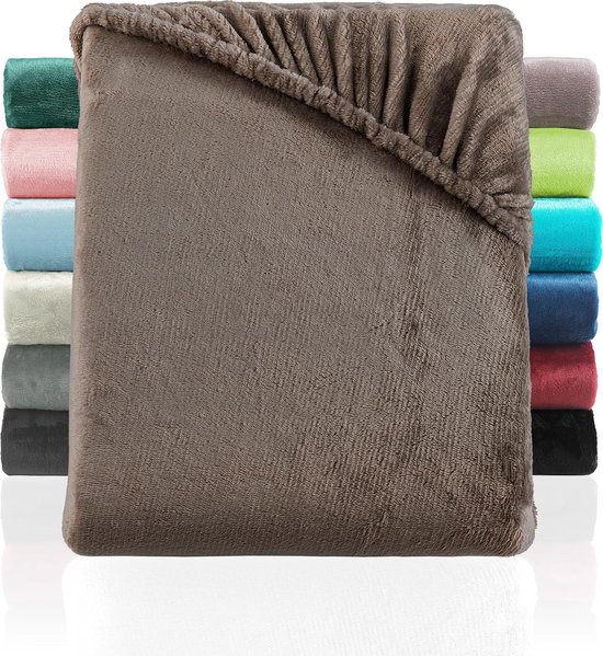 Hoeslaken Cashmere Touch, vergelijkbaar met nicky, teddy, coral fleece, hoeslaken 180 x 200 tot 200 x 200 cm, taupe