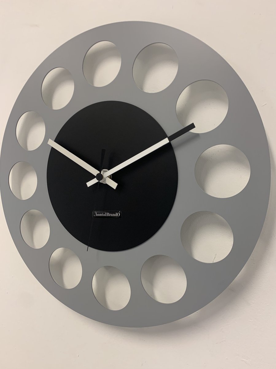 Wandklok CHANTALBRANDO -- GREY & BLACK TORNADO 40 -- MODERN DESIGN --