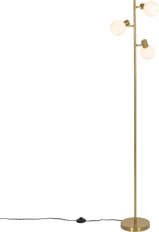 QAZQA anouk - Art Deco Vloerlamp | Staande Lamp - 3 lichts - H 150 cm - Goud - Woonkamer | Slaapkamer | Keuken