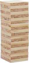 Relaxdays XL vallende toren - 200 houten blokjes - stapelspel hout - wiebeltoren 32 cm