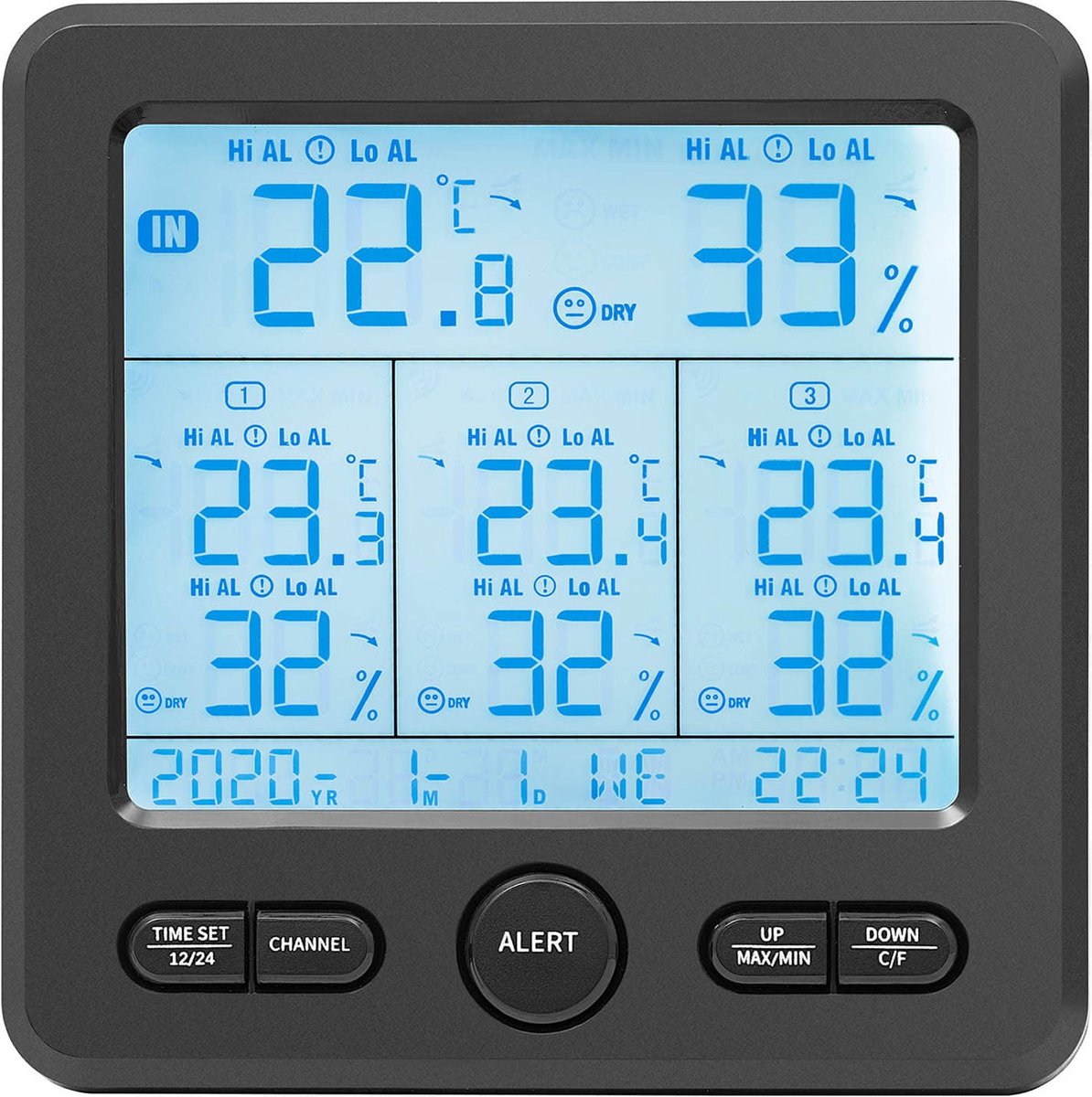 Station météo Bresser - Quadro Individio - Pour l'intérieur et l'extérieur  - Incl. 3