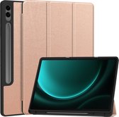 Case2go - Tablet hoes geschikt voor Samsung Galaxy Tab S9 FE Plus (2023) - Tri-fold Case - Met Pencilhouder - Rose Goud