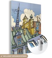 MuchoWow® Peinture sur Verre - Paris - Maison - Tour Eiffel - 60x80 cm - Peintures sur Verre Acrylique - Photo sur Glas