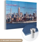 MuchoWow® Glasschilderij 60x40 cm - Schilderij acrylglas - New York skyline in Manhattan - Foto op glas - Schilderijen