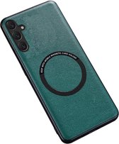 Hoesje MagSafe Kunstleer Back Cover Groen Geschikt voor Samsung Galaxy A54