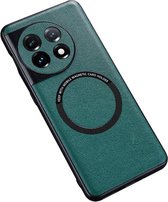 OnePlus 11 Hoesje MagSafe Kunstleer Back Cover Groen
