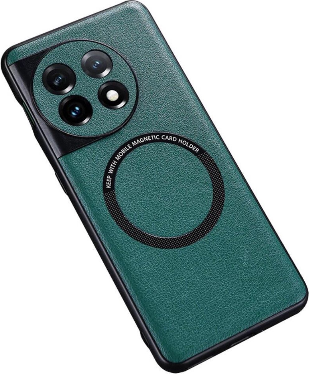 OnePlus 11 Hoesje MagSafe Kunstleer Back Cover Groen