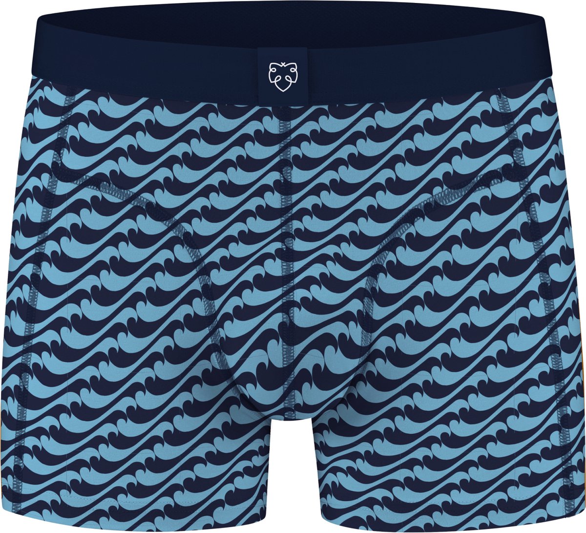 A-dam Blue Waves - Boxershort - Katoen - Onderbroek - Ondergoed - Heren - Donker Blauw - S