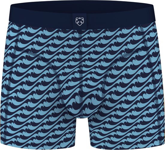 A-dam Blue Waves - Boxershort - Katoen - Onderbroek - Ondergoed - Heren - Donker Blauw - S