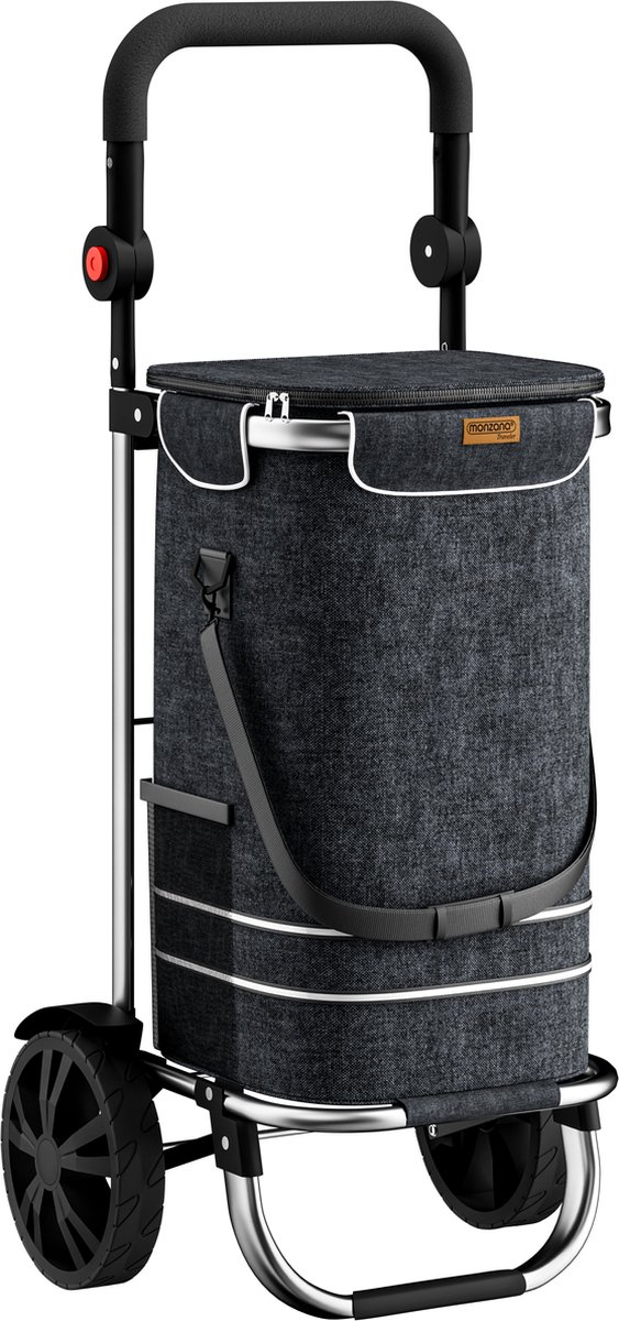 Monzana Boodschappen trolley Max 25kg| Afneembare boodschappentas |Met koelruimte | zwart aluminium
