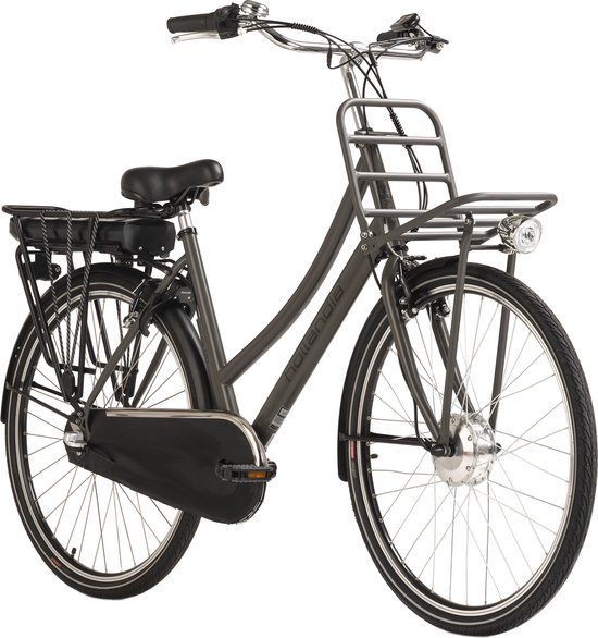 Hollandia Fiets (elektrisch) E-stadsfiets dames Hollandia Carry on 28'' e-bike 3 versnellingen grijs -