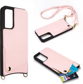 Casemania Coque pour Samsung Galaxy A34 Rose - Coque Arrière avec Sangle - Porte-Carte & Cordon