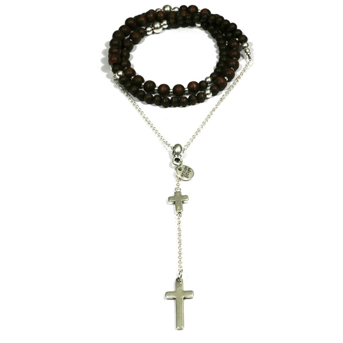Heaven Eleven Men - heren - ketting - hout - Wood - Zilver - kruis